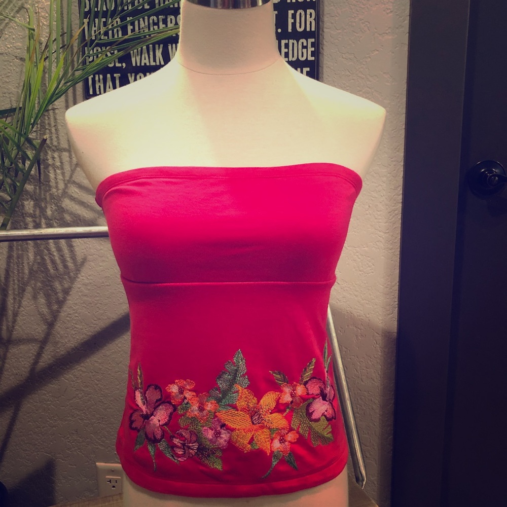 Dark Pink Floral Tube Top